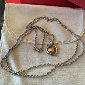 James Avery Retired 14k Gold and Silver True Heart Pendant W/30” Cable Necklace